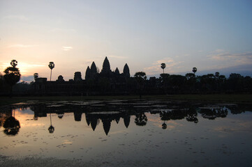 Ancient ruins antique building castle Khmer Empire of Angkor Wat city temple for cambodian people...