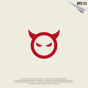 Devil With Horns Logo Design Vector Template