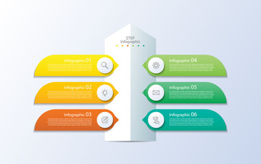 Fototapeta na wymiar Presentation business infographic template colorful with 6 step
