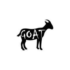 Goat, lettering icon isolated on white background