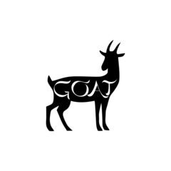 Goat, lettering icon isolated on white background