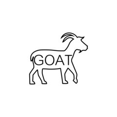 Goat, lettering icon isolated on white background