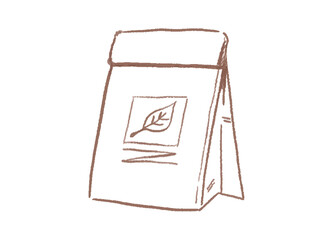 茶葉を入れた袋の線画イラスト