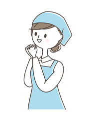斜め上を見て喜ぶ主婦