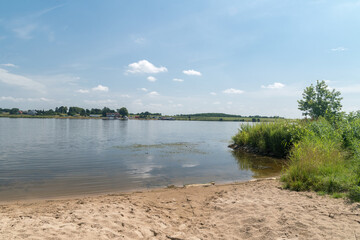 Vistula river with ferry crossing Swibno - Mikoszewo.