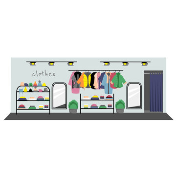 clothing store. warm clothes. winter clothes. vector image of a boutique
