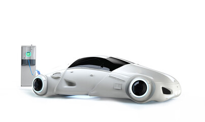 driverless car with ev charging station