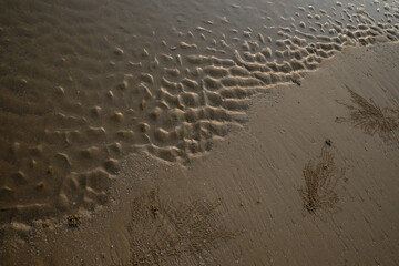 Sand wave pattern on the beach, abstract nature background