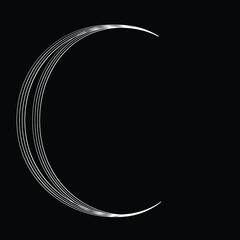 Lines in Semi Circle Form .Lunar phases.   Vector Illustration .Technology round. Moon Logo . Design element . Abstract Geometric shape . letter c . Waning crescent moon phase. © miloje