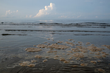 Sea Beach with dramatic sunrise sky background