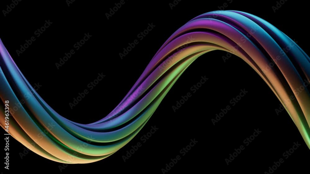 Poster modern background with twisted multicolored shape. 3d render of deformed extrude geometry. loopable 