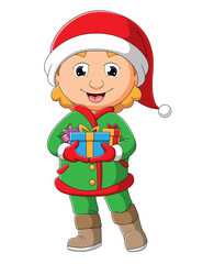 The young man is holding many gift boxes