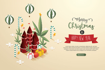 Christmas city toy wonderland fantastic, gift, balloon, Marijuana leaf tree..