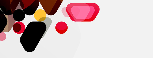 Color bubbles and rounded geometric shapes on white. Vector geometric minimal abstract background for wallpaper, banner, background, landing page