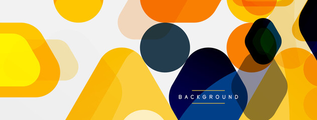 Color bubbles and rounded geometric shapes on white. Vector geometric minimal abstract background for wallpaper, banner, background, landing page