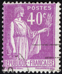 Postage stamps of the France. Stamp printed in the France. Stamp printed by France.