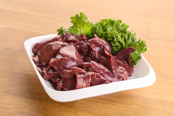 Raw chicken liver in the bowl
