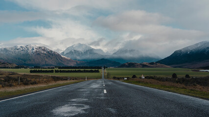 Landscape from the road in south Canterbury Region. New Zealand