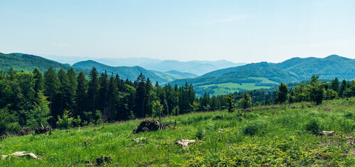 Fototapeta na wymiar View from Kanur hill in Bile Karpaty mountains on czech - slovakian borders