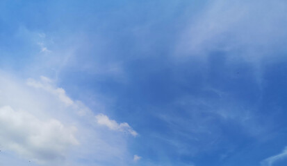 Stratus white clouds in the blue sky natural background beautiful nature environment space for write
