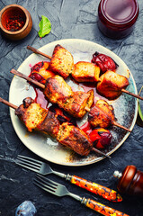 Pork shish kebab skewers