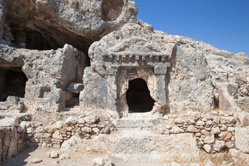 Naklejka premium Lycian rock tombs at location Tlos Ancient City, Turkey