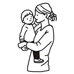 家族の線画ベクターイラスト