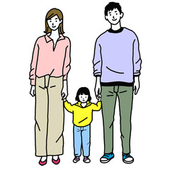 家族の線画ベクターイラスト