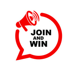 join and win sign on white background	