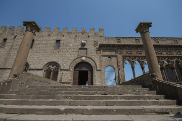 The medieval Loggia of the Papal Palace in Viterbo, Italy.Was rebuilt in the Gothic style in the 14th century.