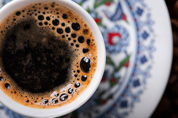 Closeup of turkish coffee cup