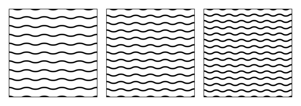 Set of wavy horizontal seamless lines background
