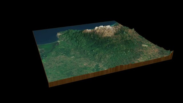 Sierra Nevada de Santa Marta National Natural Park terrain map 3D render 360 degrees loop animation
