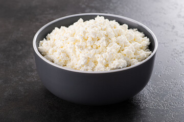 Fresh cottage cheese in a bowl