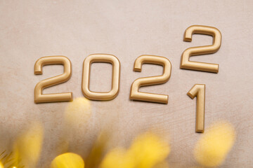Golden 2022 number with happy new year