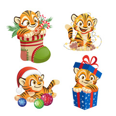 набор маленьких тигров рождество символ года
set of little tigers christmas symbol of the year