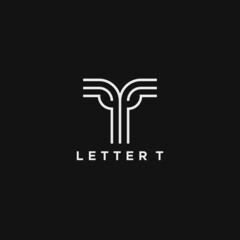 Letter T logo design. Linear creative minimal monochrome monogram symbol. Universal elegant vector sign design. Premium business logotype. Graphic alphabet symbol for corporate business identity