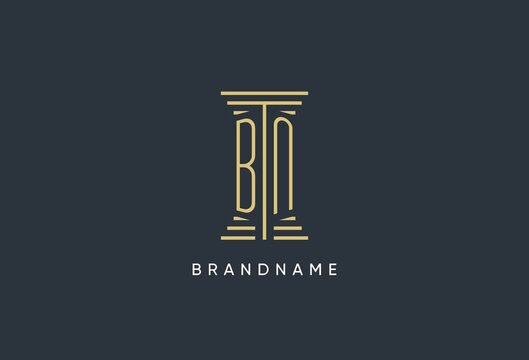 BN initial monogram with pillar shape logo design