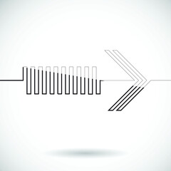 One Line Design . Vector Arrow Background.Abstract Geometrical illustration. Continuous line arrow. Creative logo design .