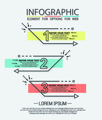 Infographic of three simple style options in multicolor fourth edition