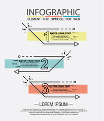 Infographic of three simple style options in multicolor fourth edition