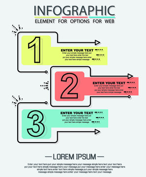 Infographic of three simple style options in multicolor tenth edition