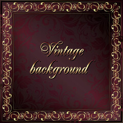 Vintage background mandala business card invitation with golden lace ornaments and art deco floral decorative elements