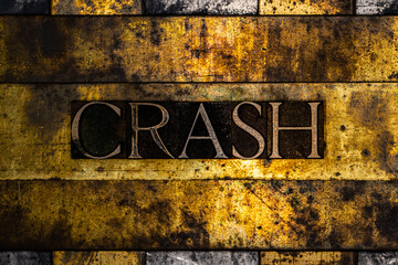 Crash text on textured grunge copper and vintage gold background