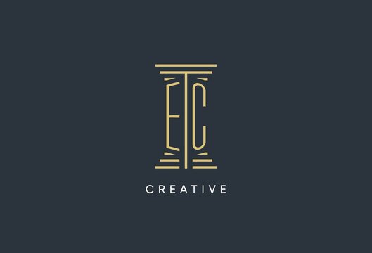 EC initial monogram with pillar shape logo design