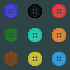 Set of multi-colored buttons. Vector illustration.