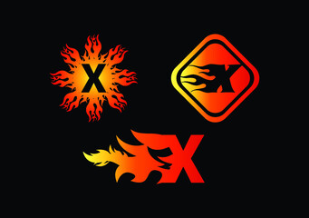 Obraz premium Fire X Letter Logo And Icon Design Template