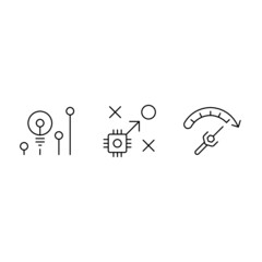 Smart decision making icons set. Outline set of decision making vector icons for web design on white background