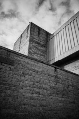 black and white building wall