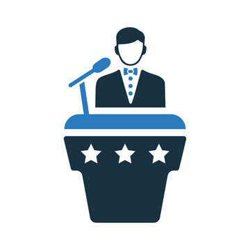 recommend clip art: Speaker, spokesperson, speak icon. Simple flat design concept.